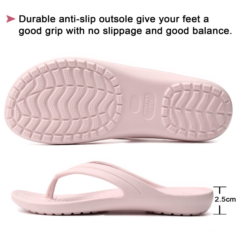 Temi Women's Flip Flops,Soft Lightweight Sandals for Women Anti Slip Casual Slippers Shower Beach Pool Bathroom Flat Slides Shoes - Image 5